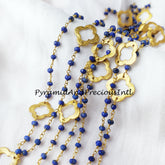 Natural Lapis Lazuli Faceted Rondelle Hydro Chains, Gold Plated Rosary Chain With Charms, Lapis Chain – SELLING BY FOOT